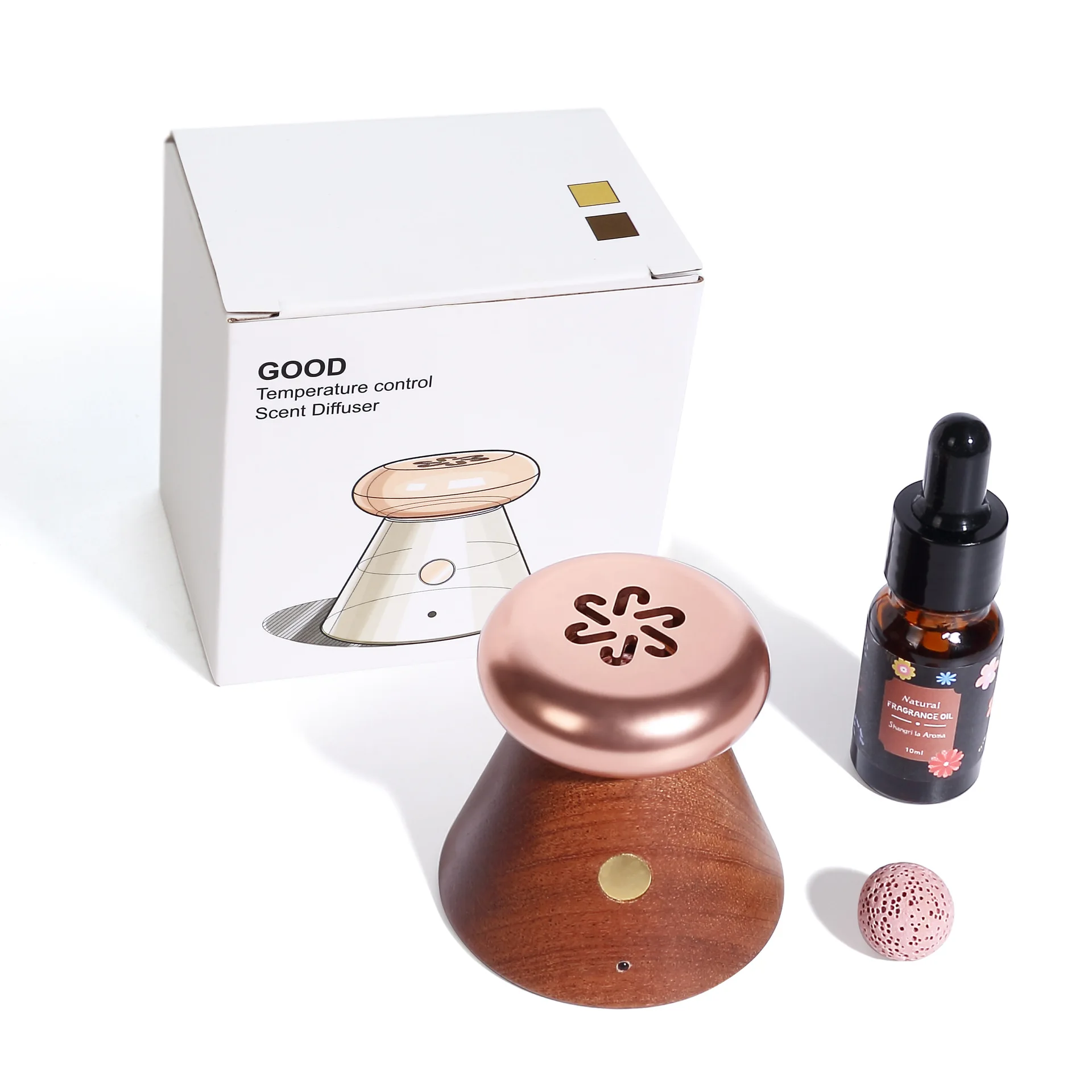 Solid Wood Temperature Control Diffuser Aromatherapy Ornament Simple Bedroom Bedside Aromatherapy Office Desktop Diffuser