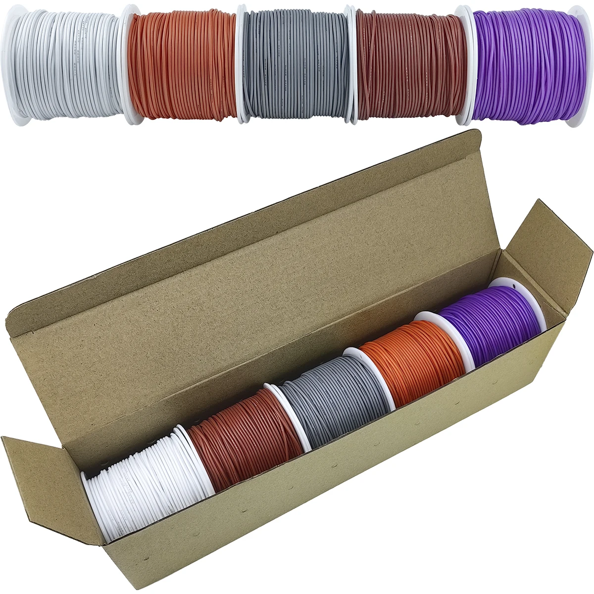 16-18-20-22-24-26-28-30 Gauge flexibele siliconen elektrische draad 300V meerkleurige 22 AWG gestrande vertinde koperen aansluitdraadkit
