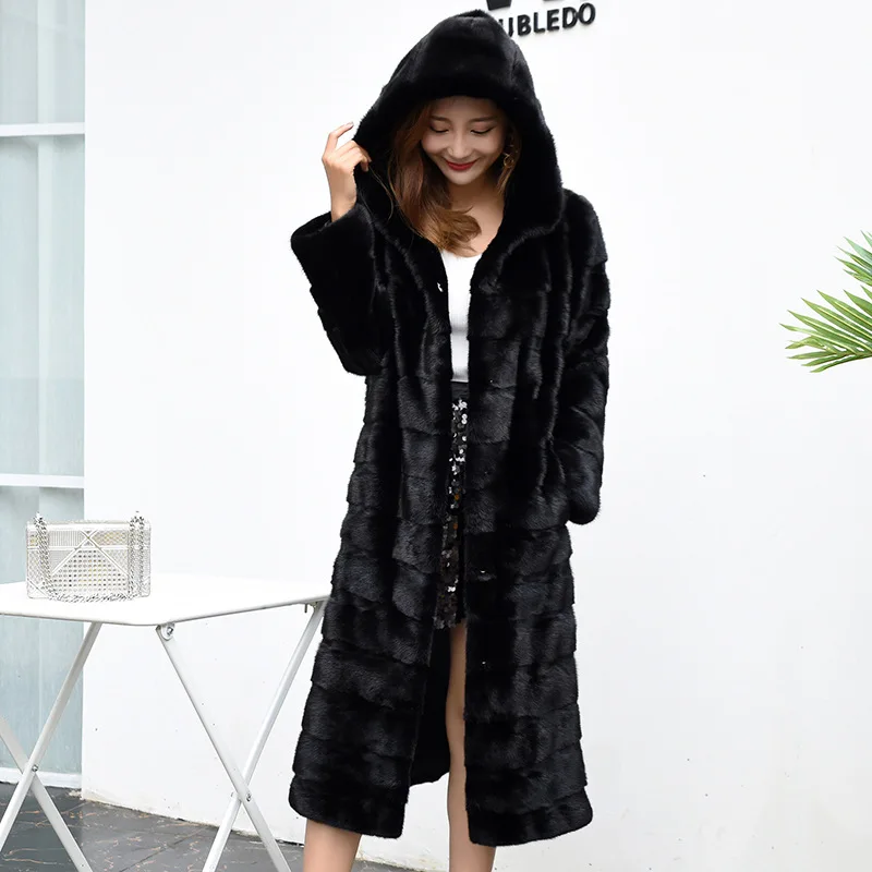 Faux Mink Coat Super Hot Jacket Snow Outercoat Winter Women's Cold Coat Faux Fur Long Hooded Jacket Plus Size Cheap Wholesale