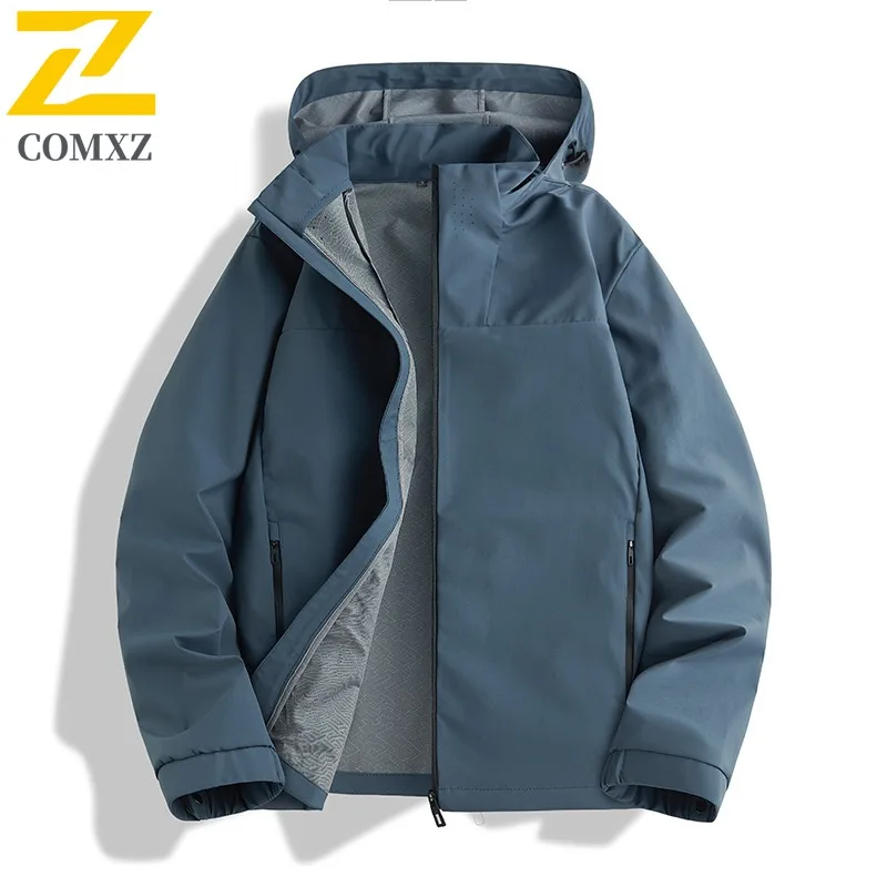 

COMXZ Softshell ветровка пальто для мужчин 2025 новая весна осень со съемным капюшоном повседневная спортивная ветрозащитная куртка на открытом воздухе 5882