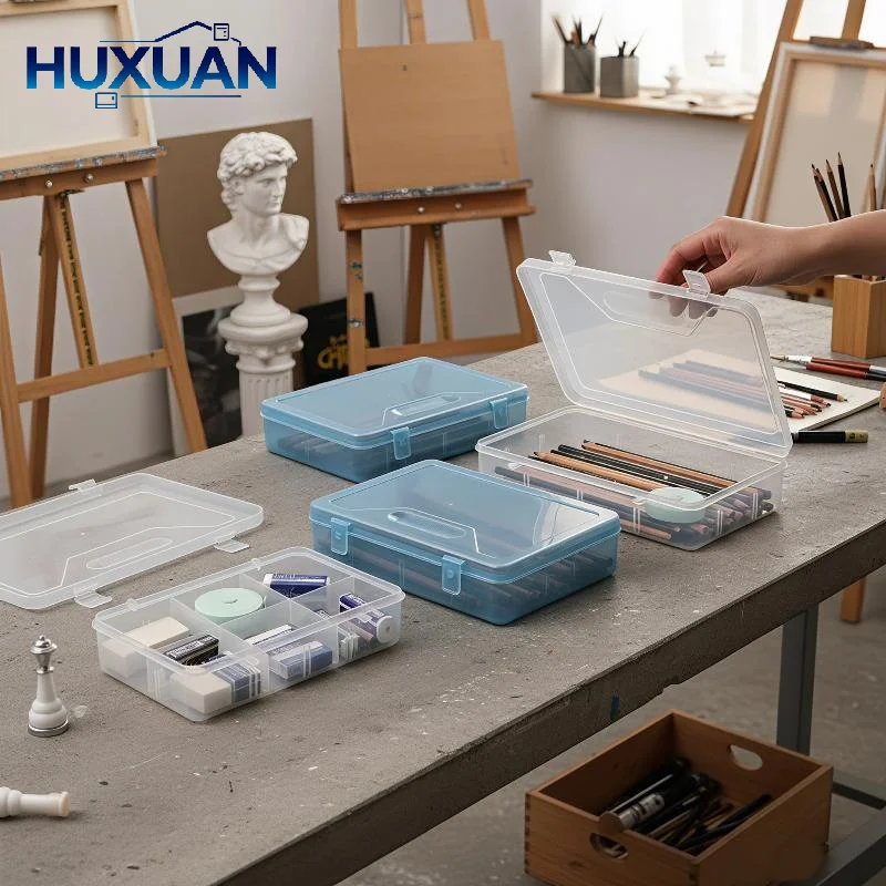 2-Layer  Stationery Holder Sticker Plastic Storage Box Manual Account Container Tool Case Mini Transparent Office Desk Organize