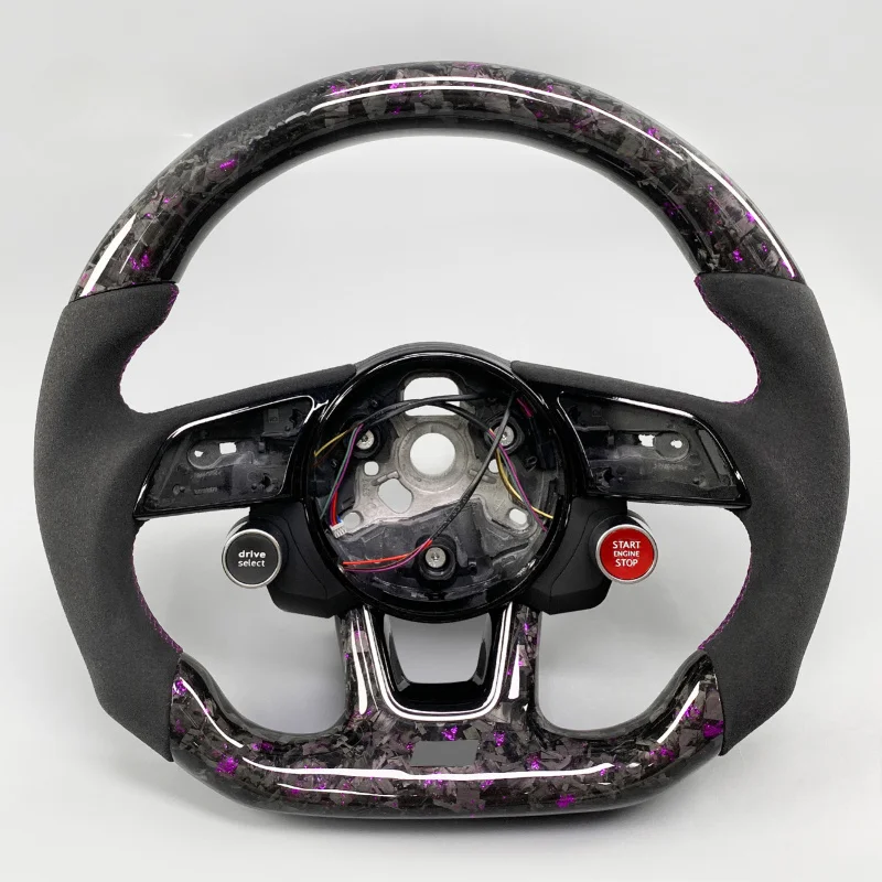 Suitable A3 A5 S3 S4 A4 RS3 RS5 RS4 Custom Sports Steering Wheel Forged Carbon, with Start Button Flat Design 2017-2024