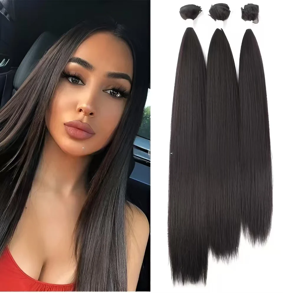 

Bone Straight Hair Bundles 3pcs/set Hair Weave Fake Fibers Synthetic Yaki Straight Bundles For Women Hair Extensions 22/24/26