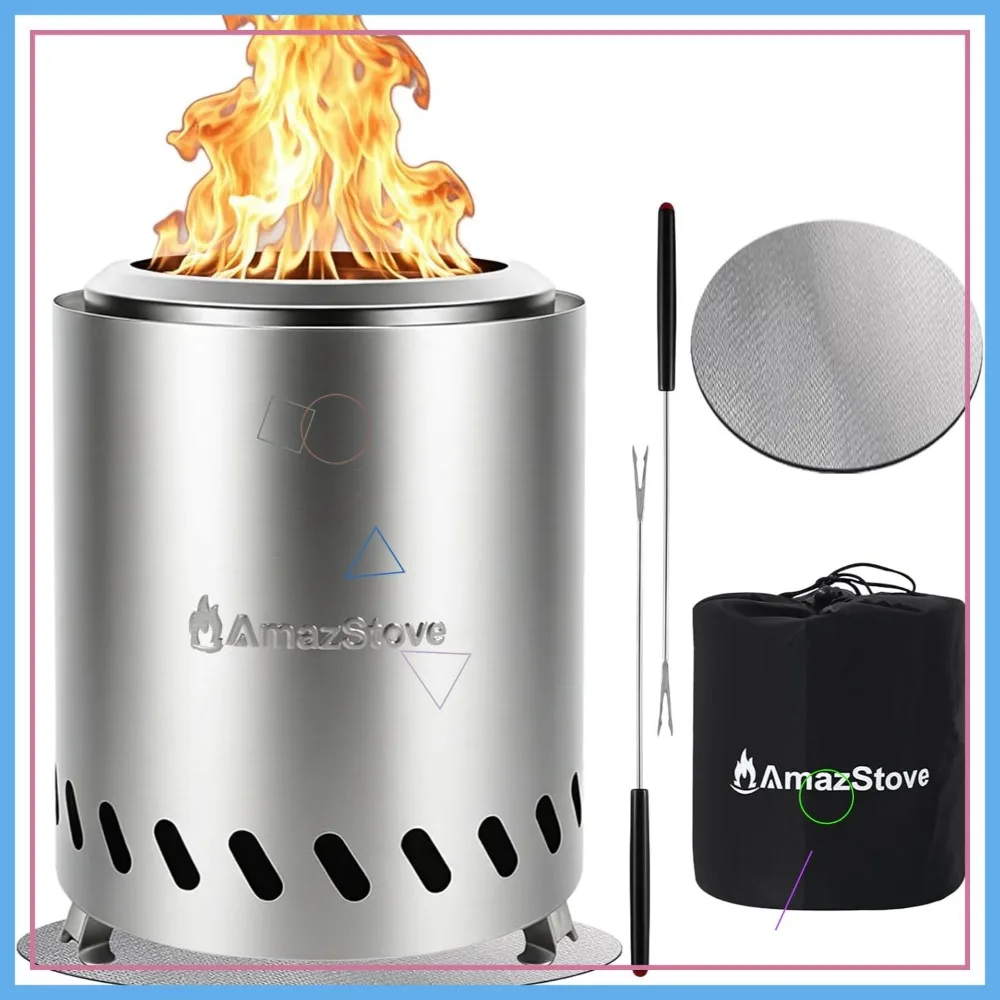 Poisson de foyer de table portable 9,7 x 7,1 pouces, poêle de camping à faible fumée pour une utilisation en extérieur avec sac de voyage