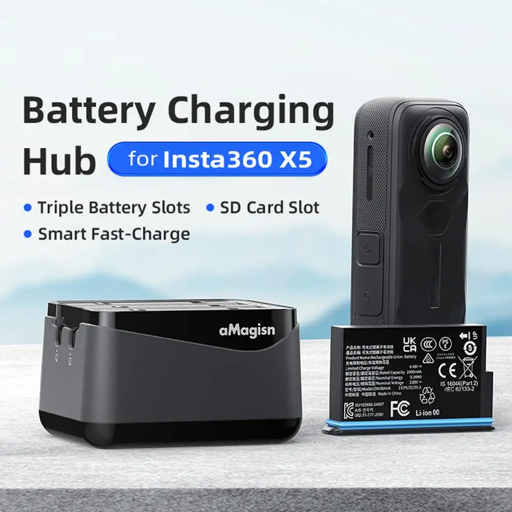 ForInsta360 X5 Battery Charger Battery Charging Cradle Storage Compartment 3 Batteries Sports Camera Fast Charging Accessories