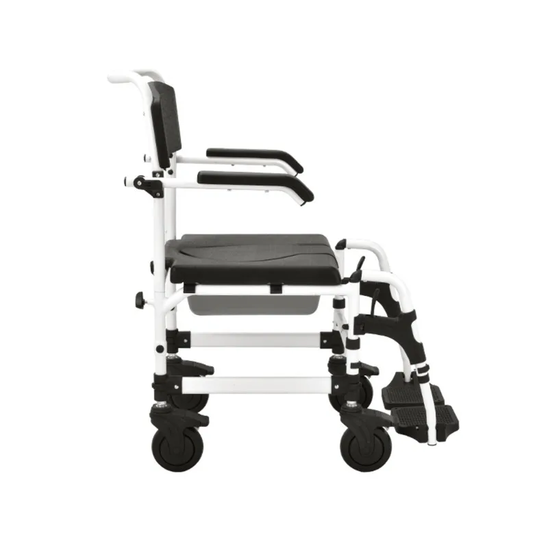 Shower Commode Chair for Elderly/Disabled | Lightweight Armrest Height Adjustable Powder Coated Finish | Caregiver Assist |