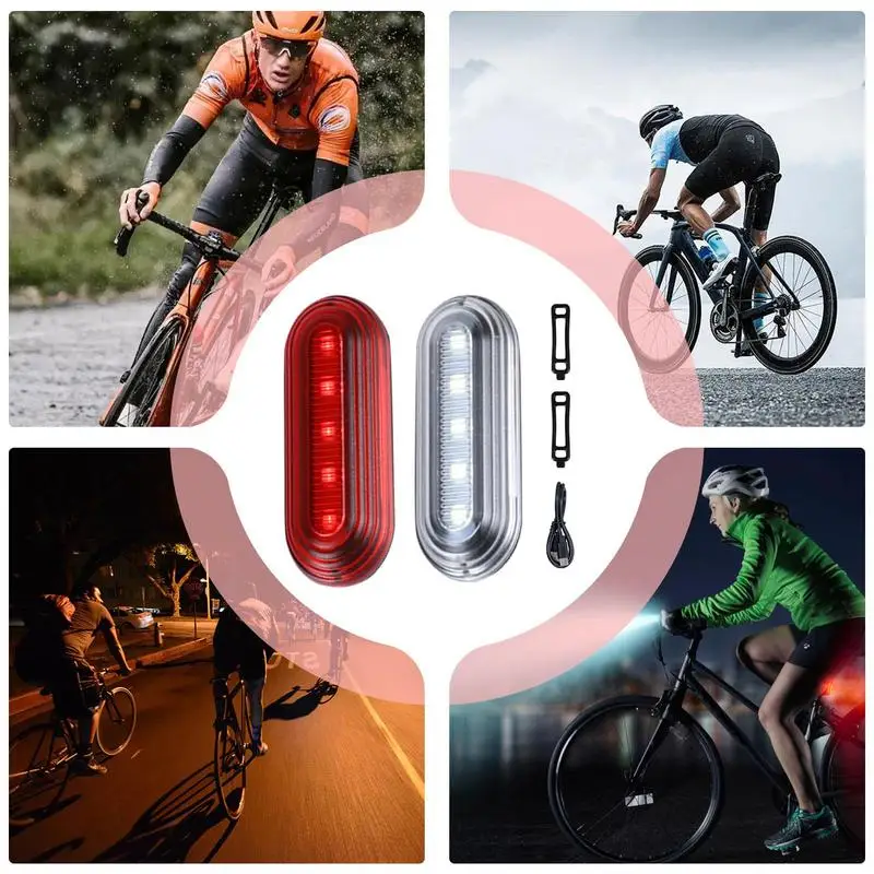 الدراجات القابلة لإعادة الشحن الضوء الخلفي قابلة للشحن الدراجات تحذير السلامة الضوء الخلفي أضواء Led للدراجات مصباح يدوي السلامة المرئية 500mAh #3