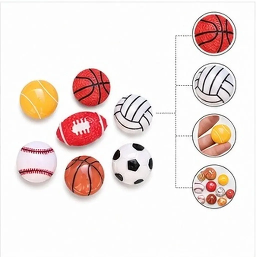 26Pcs Resin Sports Ball DIY Jewelry Accessories Flat Bottom Patch Phone Case Decor Headdress Charm Craft Supplies