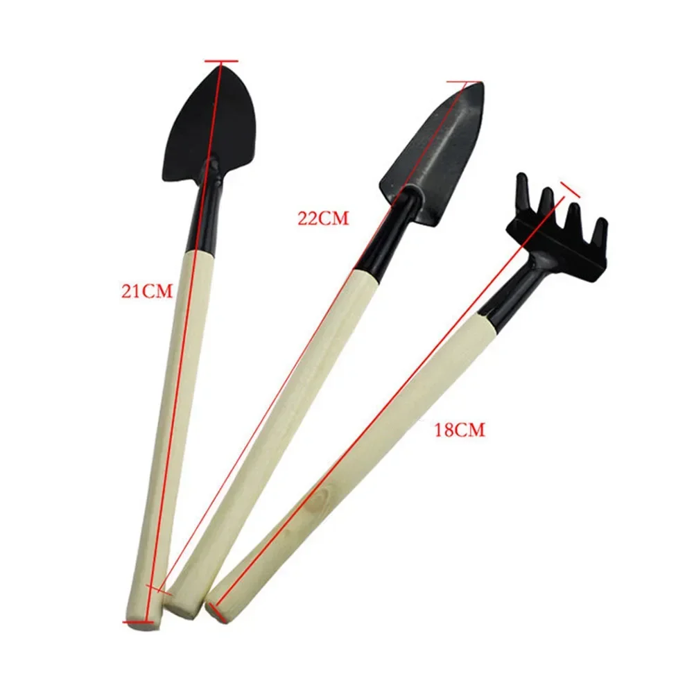 3pcs Spade Shovel Rake Gardening Potting Tool Potted Flower Planting Tool Multifunctional Wooden Handle Shovel Rake Shovel