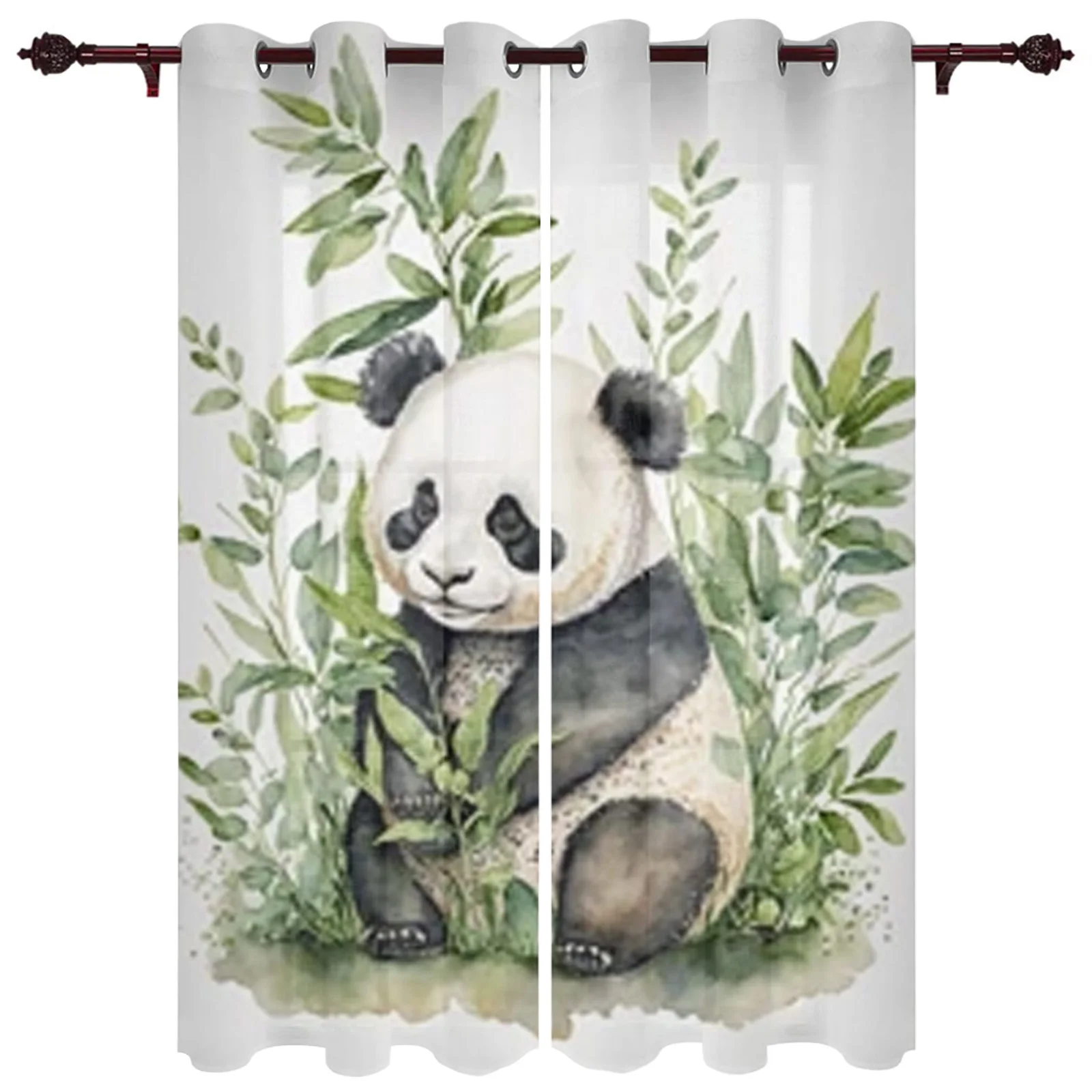 

Cute Panda Eating Bamboo Window Curtains For Living Room Luxury Bedroom Decor Drapes Kitchen Window Treatments Curtains