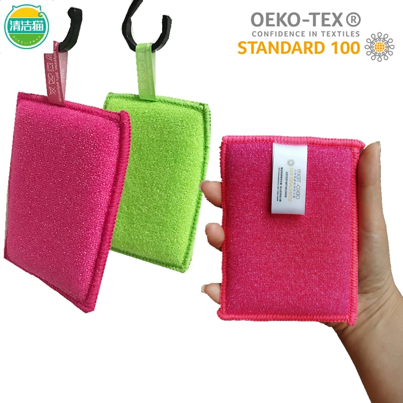 5PCS Multi Color Kitchen Cleaning Sponges with Hanging Tag Absorbent Reusable Dish Washing Scrubbers Strong Decontamination Pads