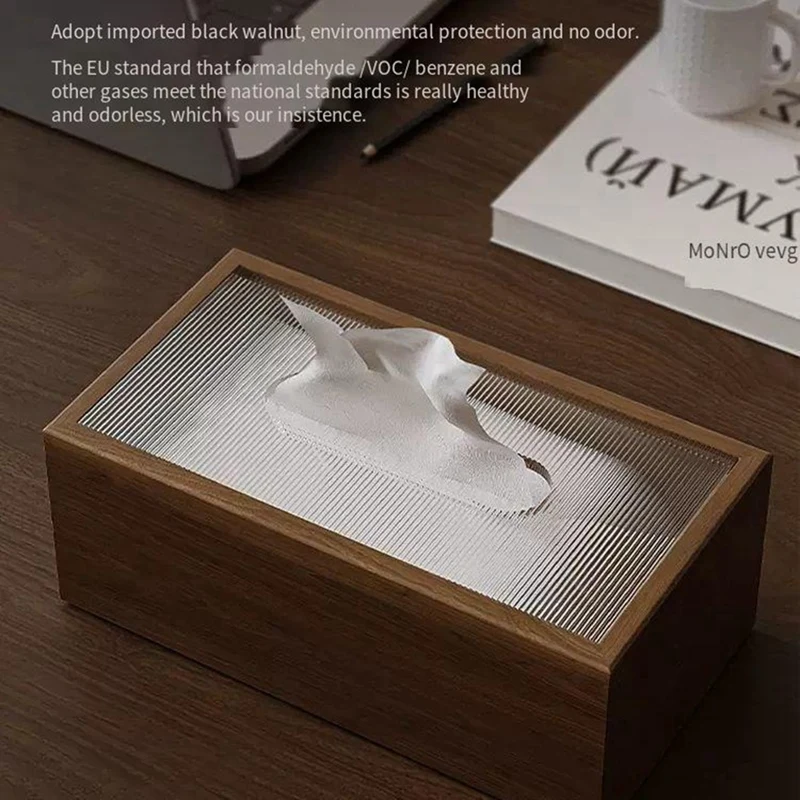 

Brown Box Vintage Wood Decor Napkin Holder Wooden Towel Basket Cardboard Box Storage Tray Japanese-Style Norse