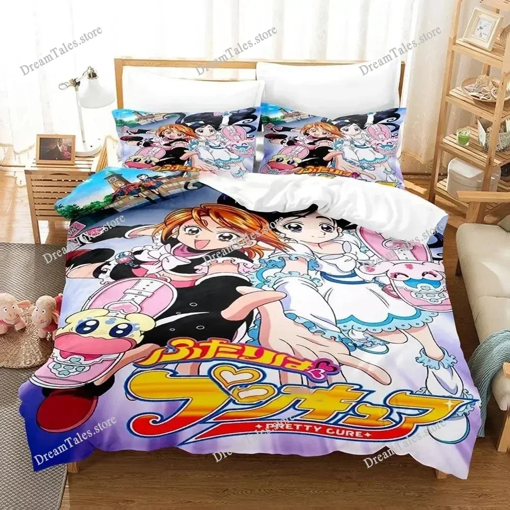 

3D Printed Anime Pretty Cure Bedding Set Boys Girls Twin Queen Size Duvet Cover Pillowcase Bed Kids Adult Home Textileextile