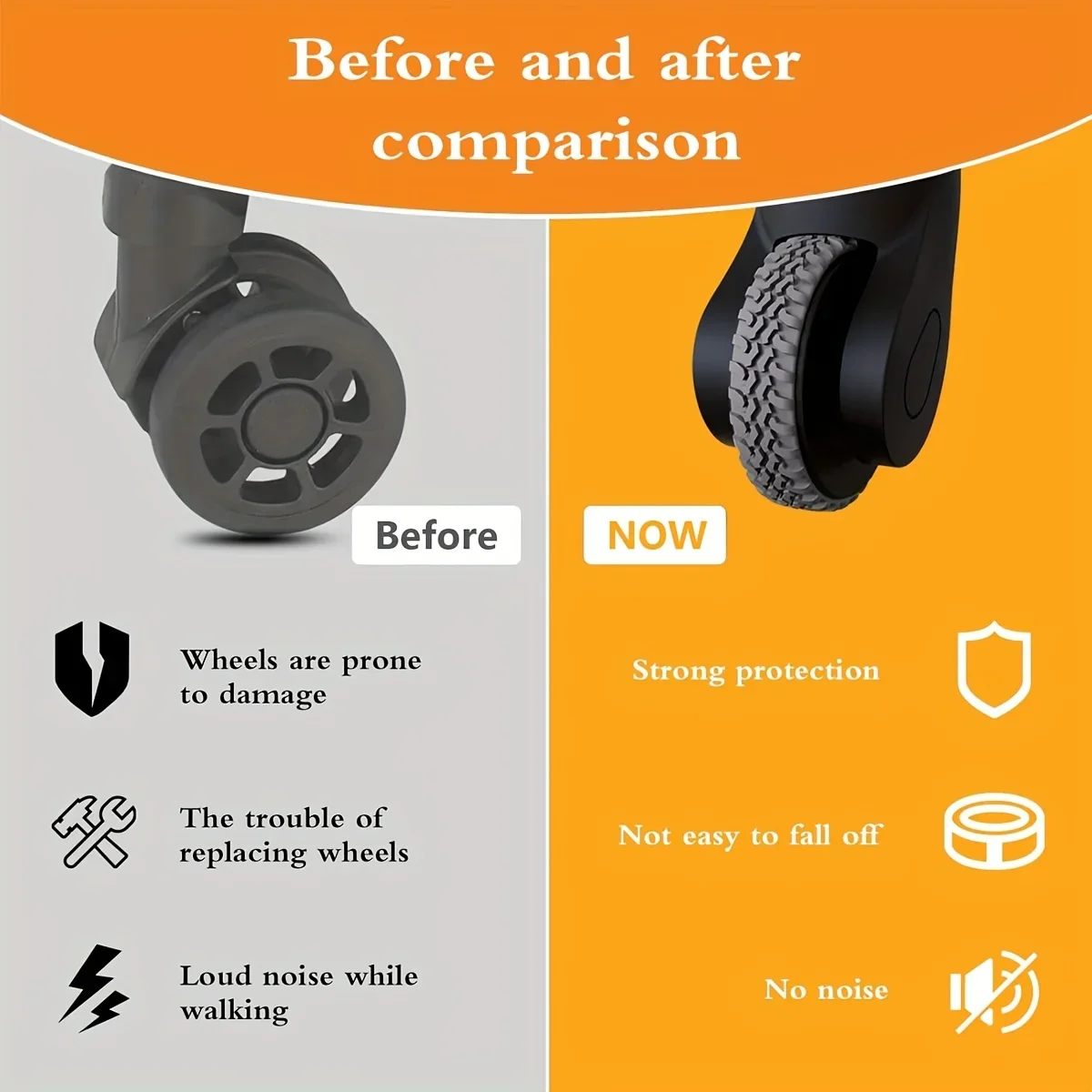 4 قطع من واقي عجلة الأمتعة المصنوع من السيليكون على الطراز الرياضي - غير قابل للانزلاق، يقلل الضوضاء، غطاء مطاطي متين لحقائب السفر #3