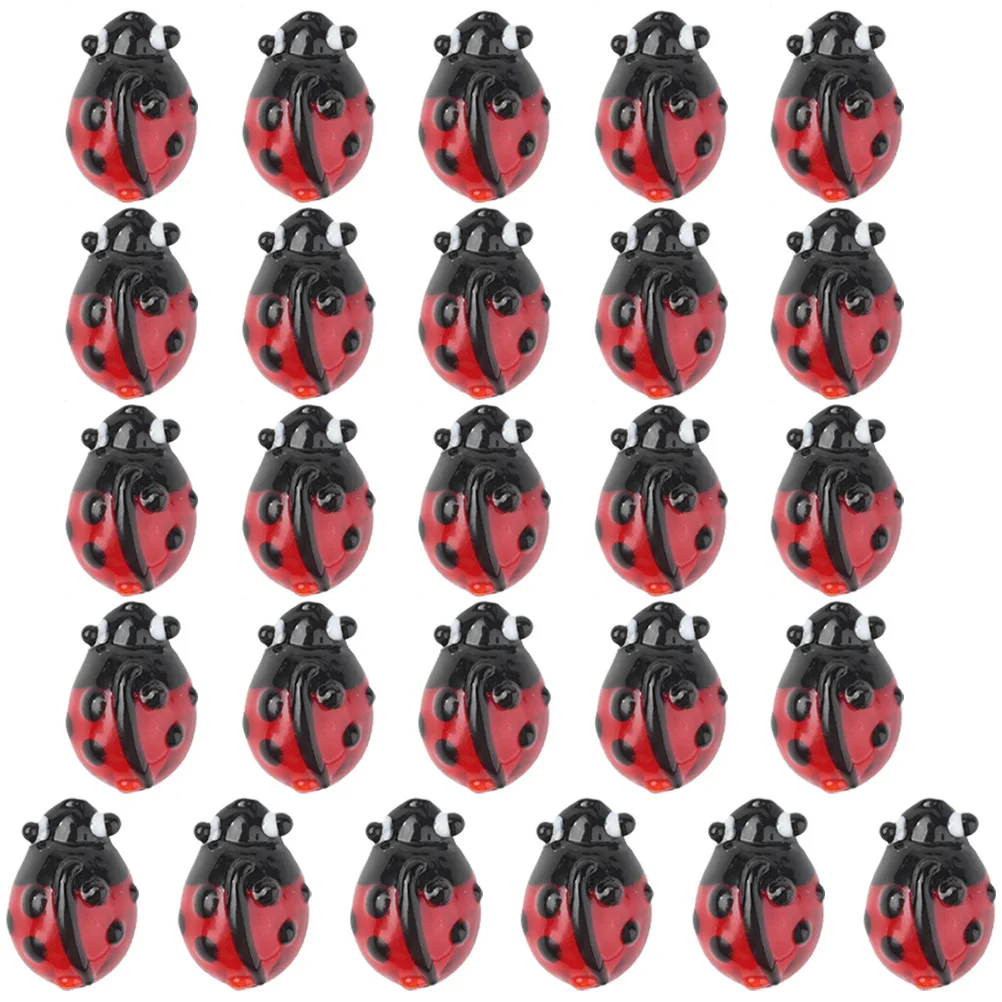 

50Pcs Glazed Ladybug Beads DIY Jewelry Craft Handmade Bracelets Necklaces Festival Decorative Stylish Exquisite Craft Beads