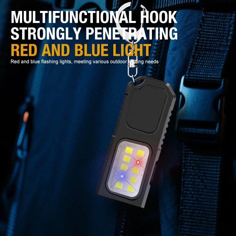 Portable Waist Hanging Keychain, Mini Flashlight, Multifunctional Warning Flash, Self-Defense Keychain, Super Large and Bright