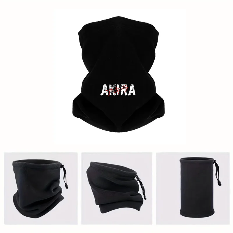 White letters red brushstrokes black background Men Windproof Scarf Mask Neck Gaiter Hat Women cap Headgear Outdoor Keep Warm Wi