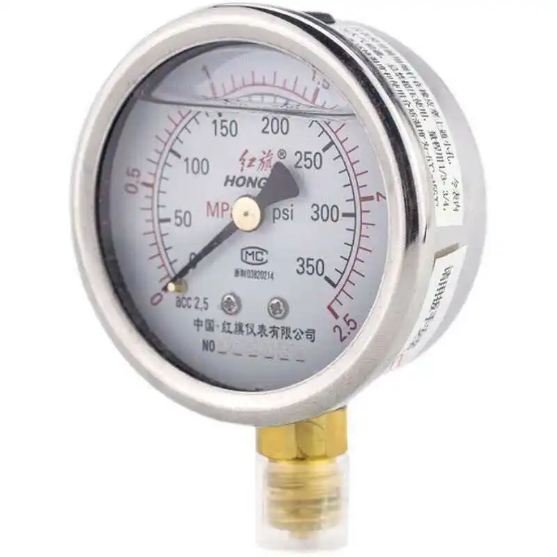 Stainless steel shock resistant pressure gauge YTN60 shock resistant 1.6mpa water pressure detection vacuum negative pressure ga