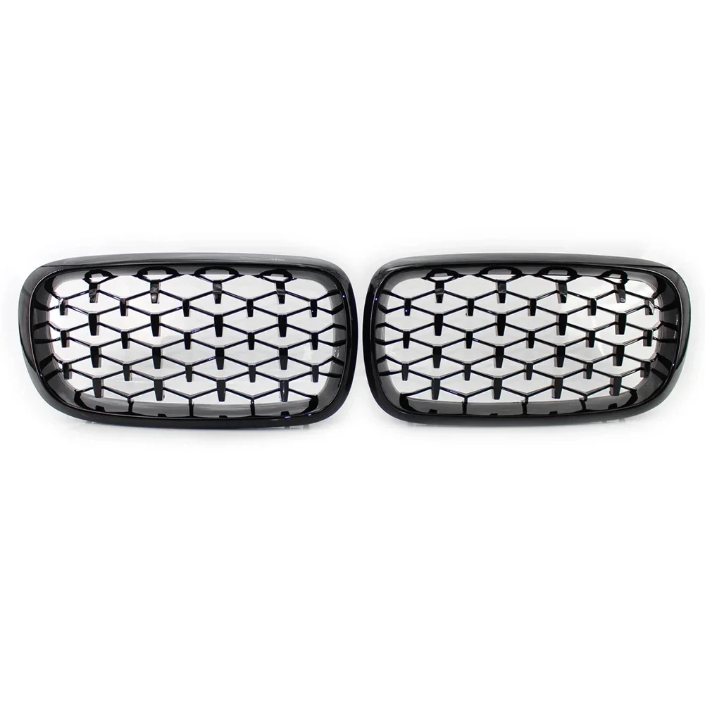 1 PairFor BMW X5 F15 F85 2014 2015 2016 Glossy Black ABS Plastic Diamond Meteor Style Car Front Kidney Grille