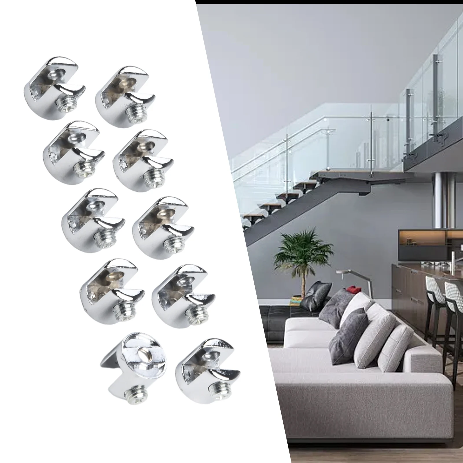 

10pcs Glass Clamp Glass Shelf Support Clamp Brackets Clip Chrome Shelves Zinc Alloy Glass Plated Brackets 6mm-8mm Thick Glass