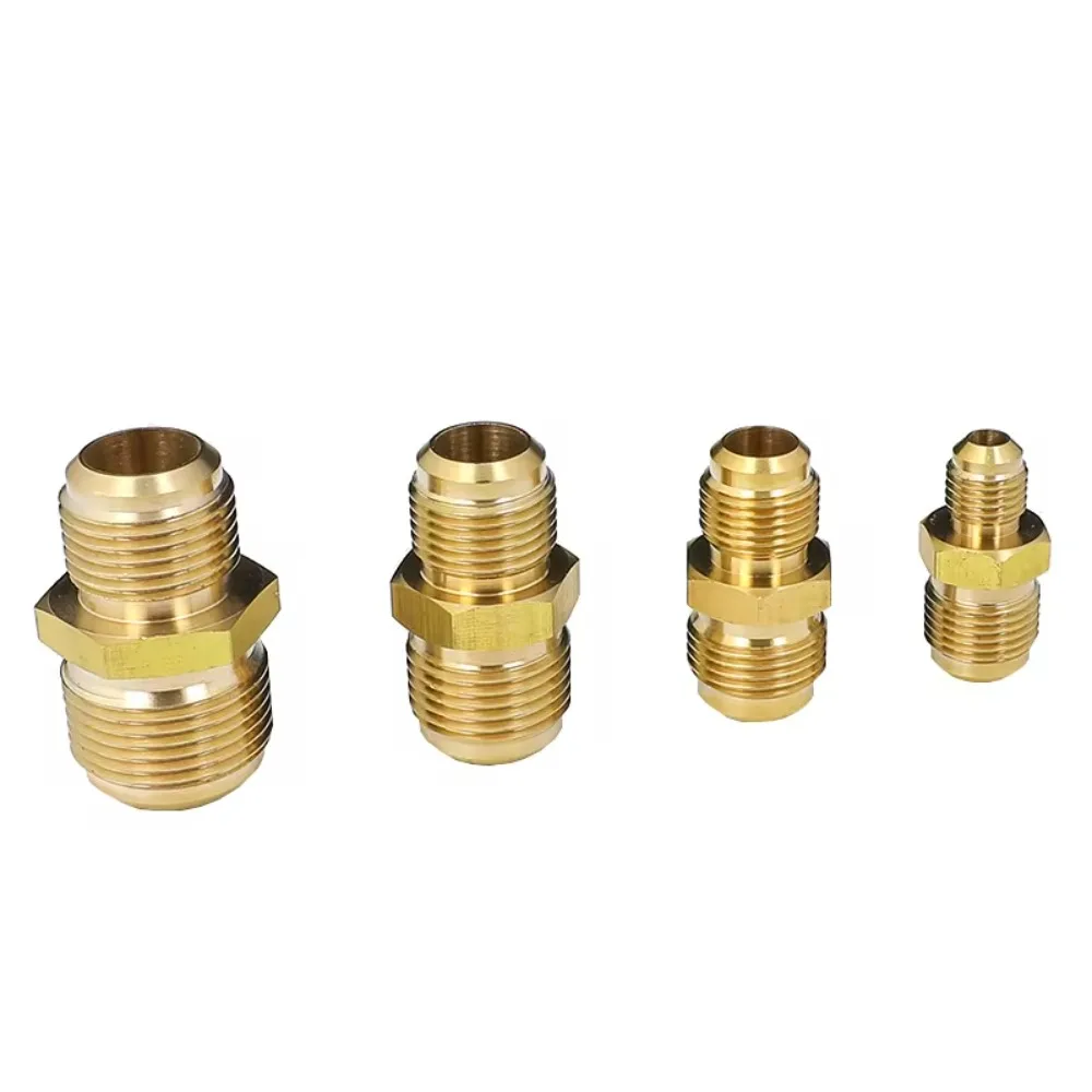 

Equal Reducer Nipple Flare Tube OD 1/4" 5/16" 3/8" 1/2" 5/8" 3/4" 7/8" SAE-Standard Brass Pipe Fitting Connector Air Coniditoner