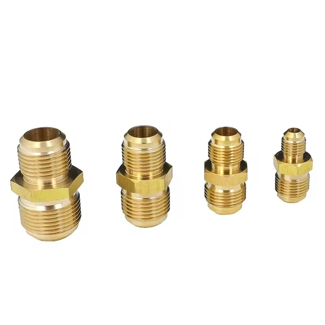 Równy reduktor Nipple Flare Tube OD 1/4" 5/16" 3/8" 1/2" 5/8" 3/4" 7/8" SAE-Standardowe mosiężne złącze do montażu rur Klimatyzator