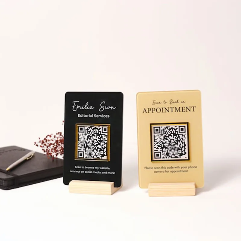 علامة قائمة رمز الاستجابة السريعة القابلة للتخصيص، حامل أكريليك مع شعار للمطاعم والمقاهي والبارات المسح لعرض قائمة مشروبات الطعام والوسائط الاجتماعية #5