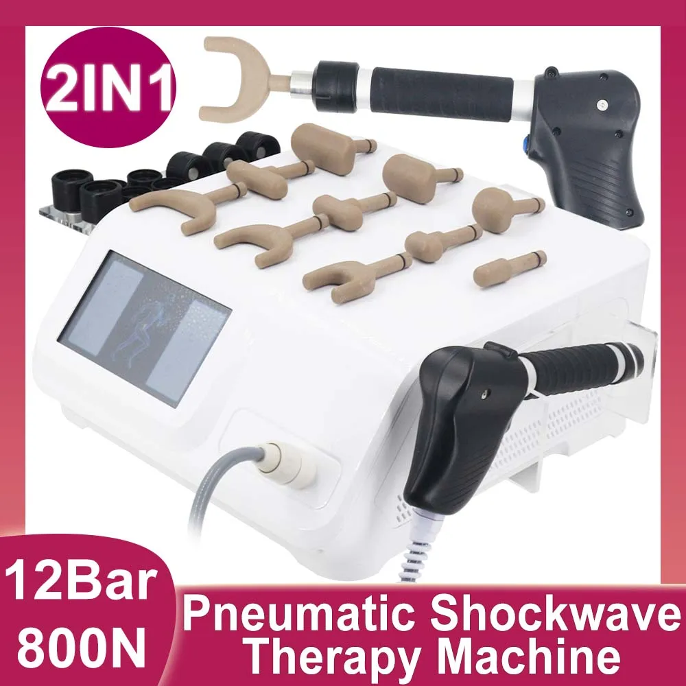 

2in1 Pneumatic Shockwave Therapy Machine For ED Therapy Spine Correction 12Bar Shockwave Equiment Effective for Sports Injuries