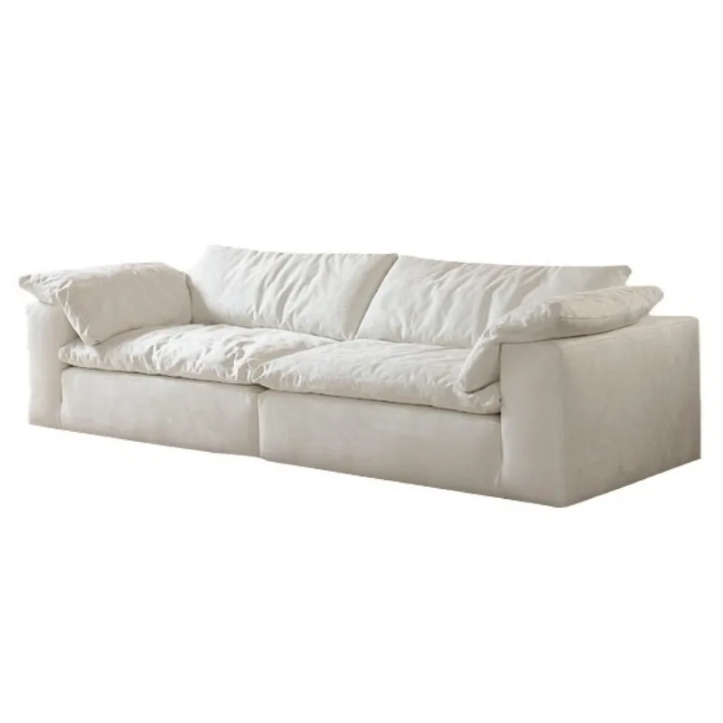 

Lazy living room combination wabi sabi down module fabric cream wind matte cloth cloud sofa