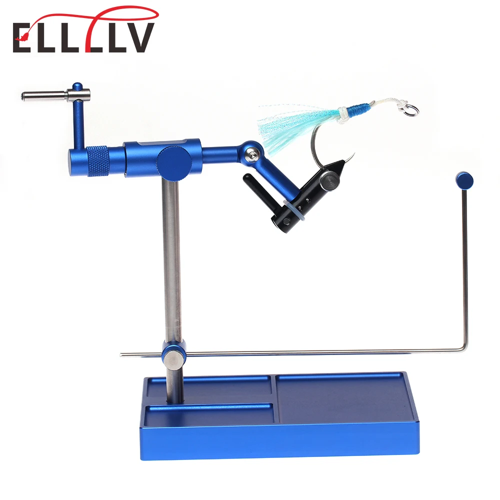 Ellllv 360° Rotation Heavy Duty Base Blue Vise with Hardened Steel Jaws Fishing Assist Hook Binding Fly Tying Lure Making Tools