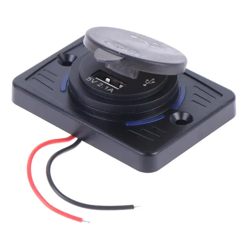 Dual USB Charger Socket Panel 5V 2.1A Fast Charging Waterproof Dustproof Cover For Car RV Boat Motorcycle DIY Modification