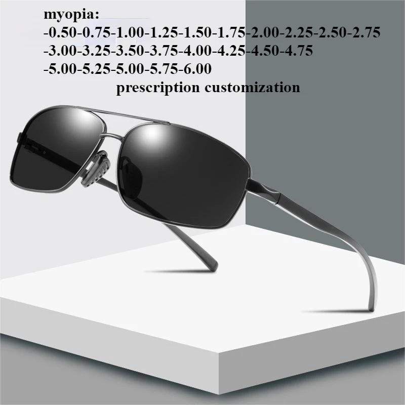 

66-20 Men's Large Face Polarized Sunglasses Aluminum Magnesium Rectangular Glasses Driver Sunglasses Driving Glasses Have Degree