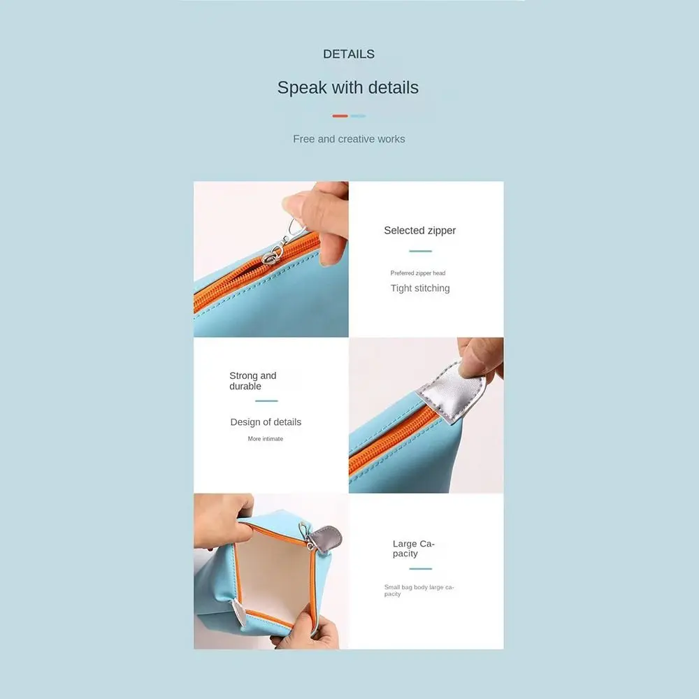 Handbag PU Cosmetic Bag Large Capacity Waterproof Toiletry Bag Zipper Moisture-proof Travel Storage Bag Travel Organizer