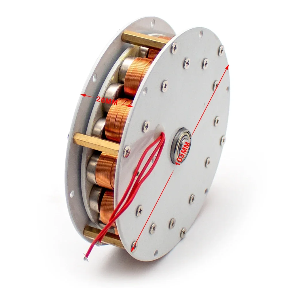 Mini Disc Generator Iron Core Three-Phase AC Generator Strong Magnetic Low Speed Multi-Pole 100W