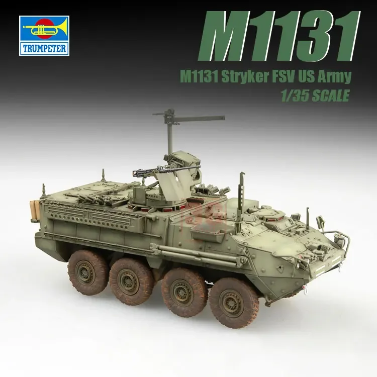 Trompetista Montado Tanque Modelo Kit, American M1131 Stryker, Fogo Suporte Veículo, 00398, 1:35