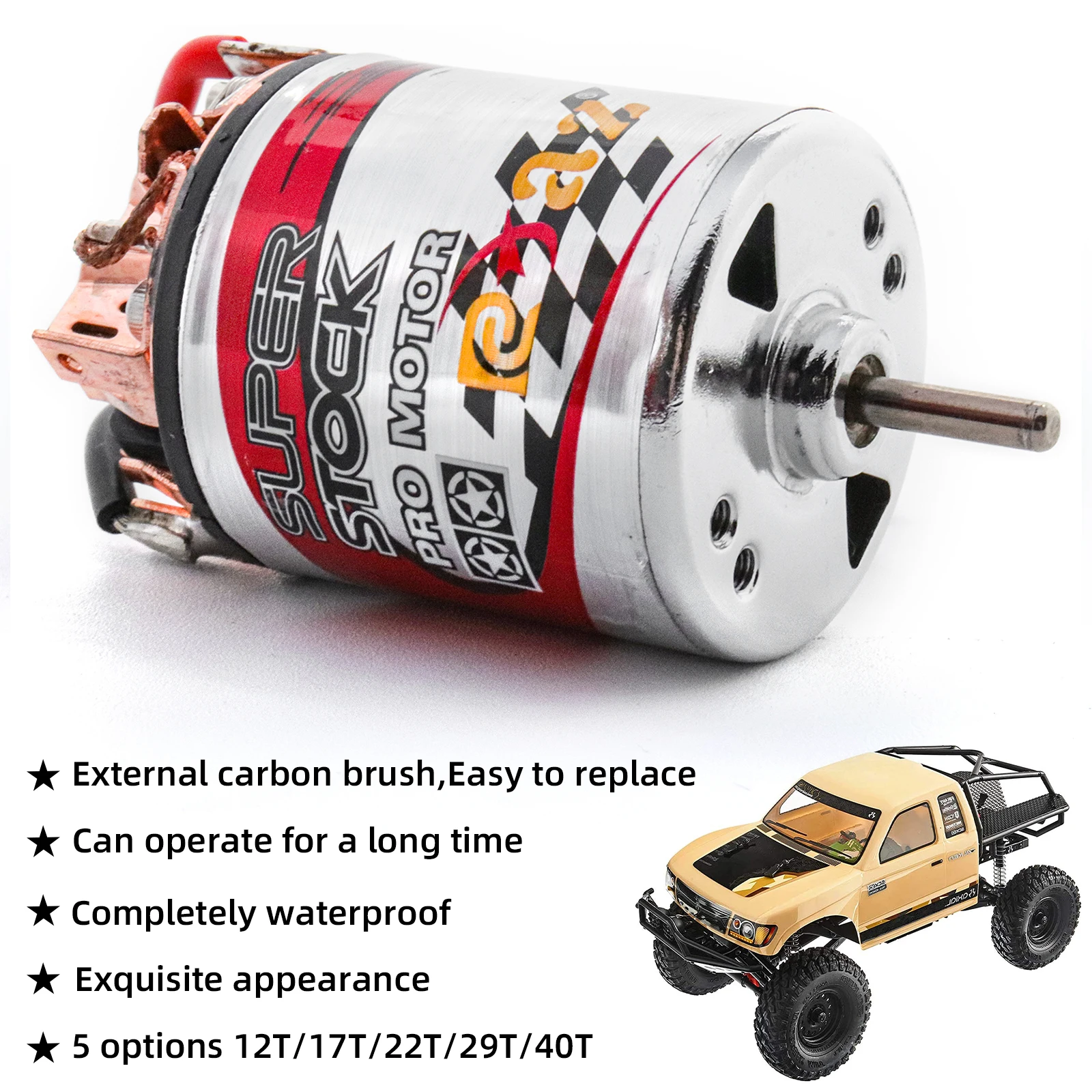 540 Brushed Motor Waterproof 12T 17T 22T 29T 40T for 1/10 RC Car Crawler Axial SCX10 AXI03007 90046 TRX4 Traxxas Redcat Gen8