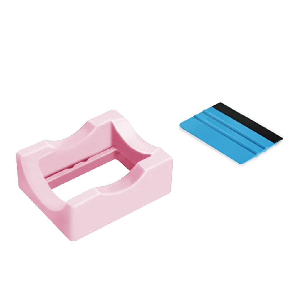 Small Silicone Cup Cradle for Crafting Making,Tumbler Holder with Built-in Slot and Felt Edge Squeegee Decal Scraper