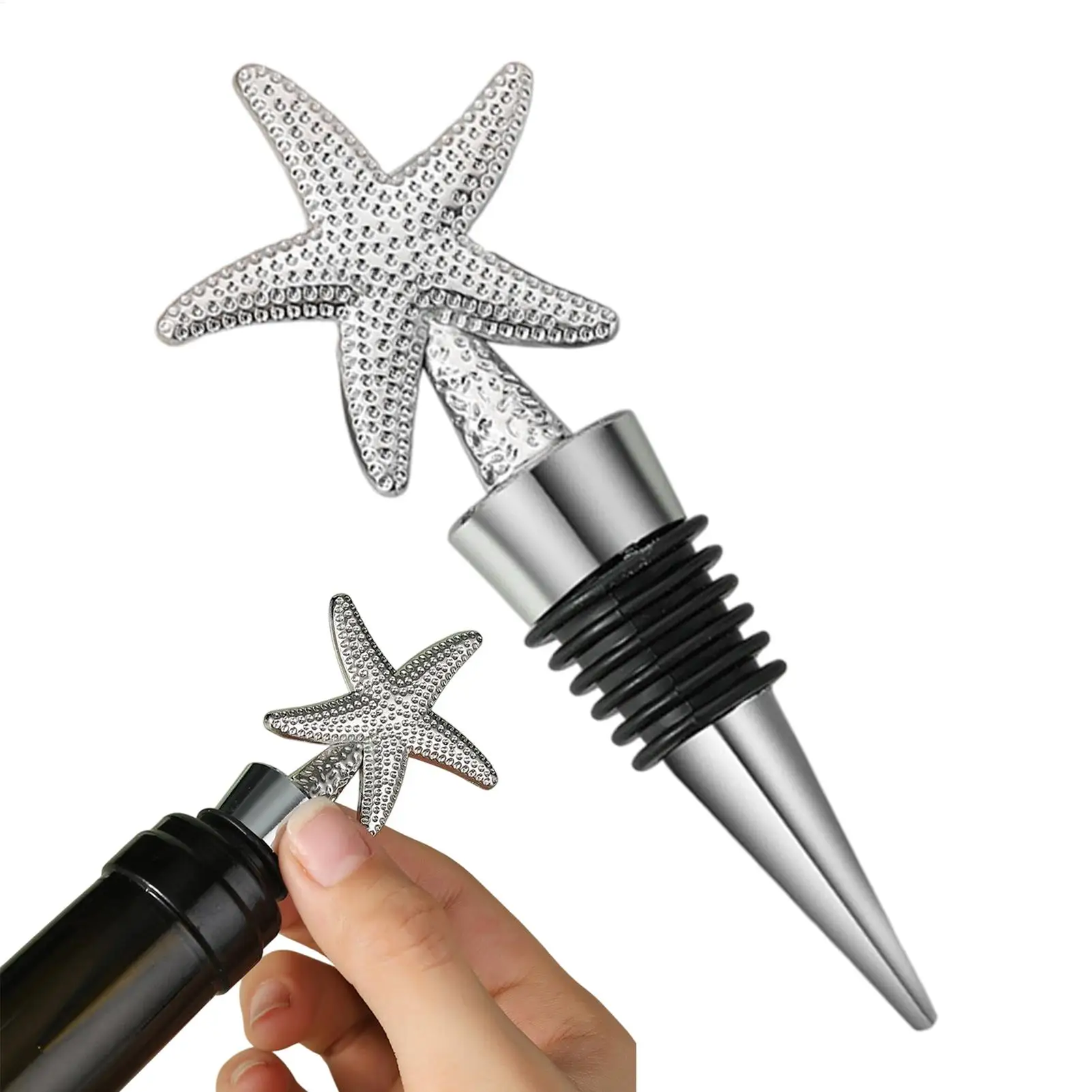 Wine Corks Star Shaped Silver Reusable Leakproof Topper Wine Bottle Corks for Champagne Red Liquor Soda Cooking Home Kitchen
