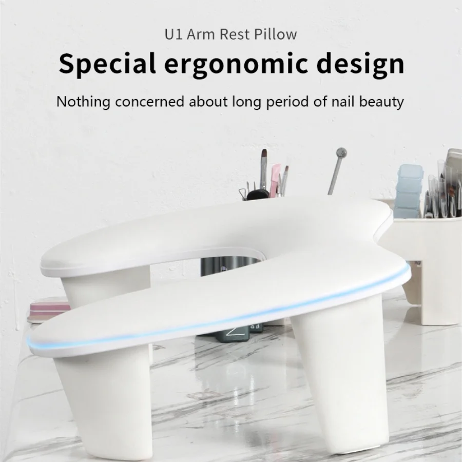 New Arrival Manicure Comfortable Tilt Soft Nail Arm Rest Professional PU Leather U Shape Nail Hand Pillow for Manicure Salon Use