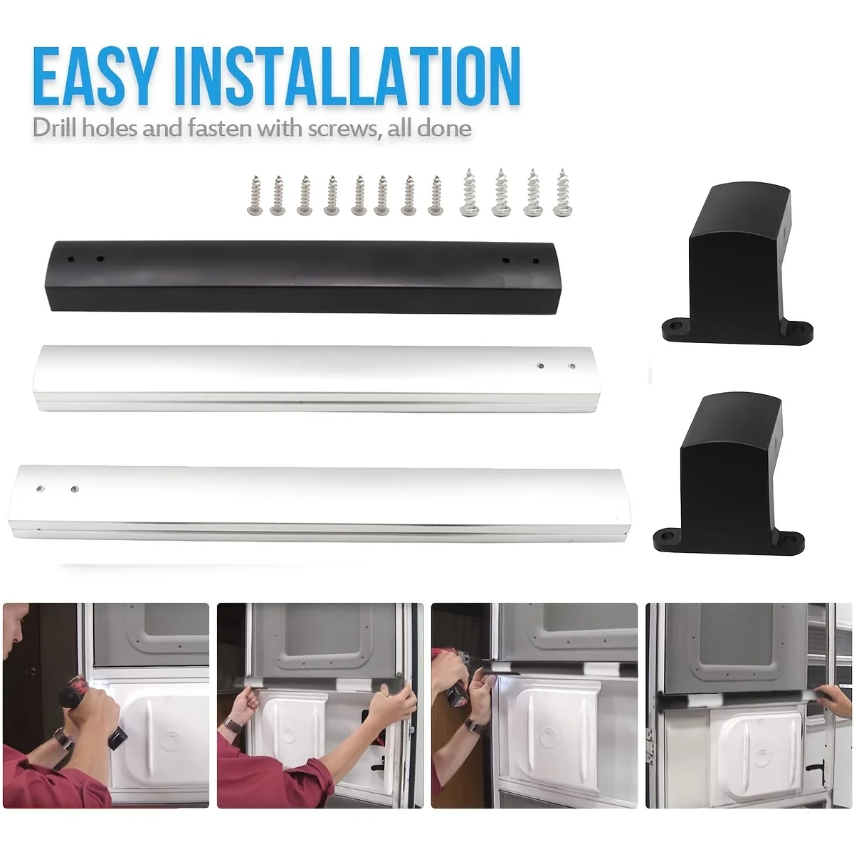 مقبض شريطي متقاطع لباب شاشة RV قابل للتعديل من 21-5/8 بوصة إلى 28-5/8 بوصة مع قبضة قوية وآمنة غير قابلة للانزلاق