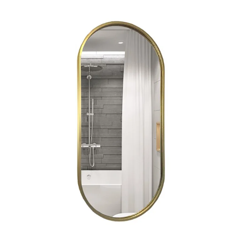 

Household bathroom wall mirror restaurant hotel, simple oval wrought iron bathroom mirror