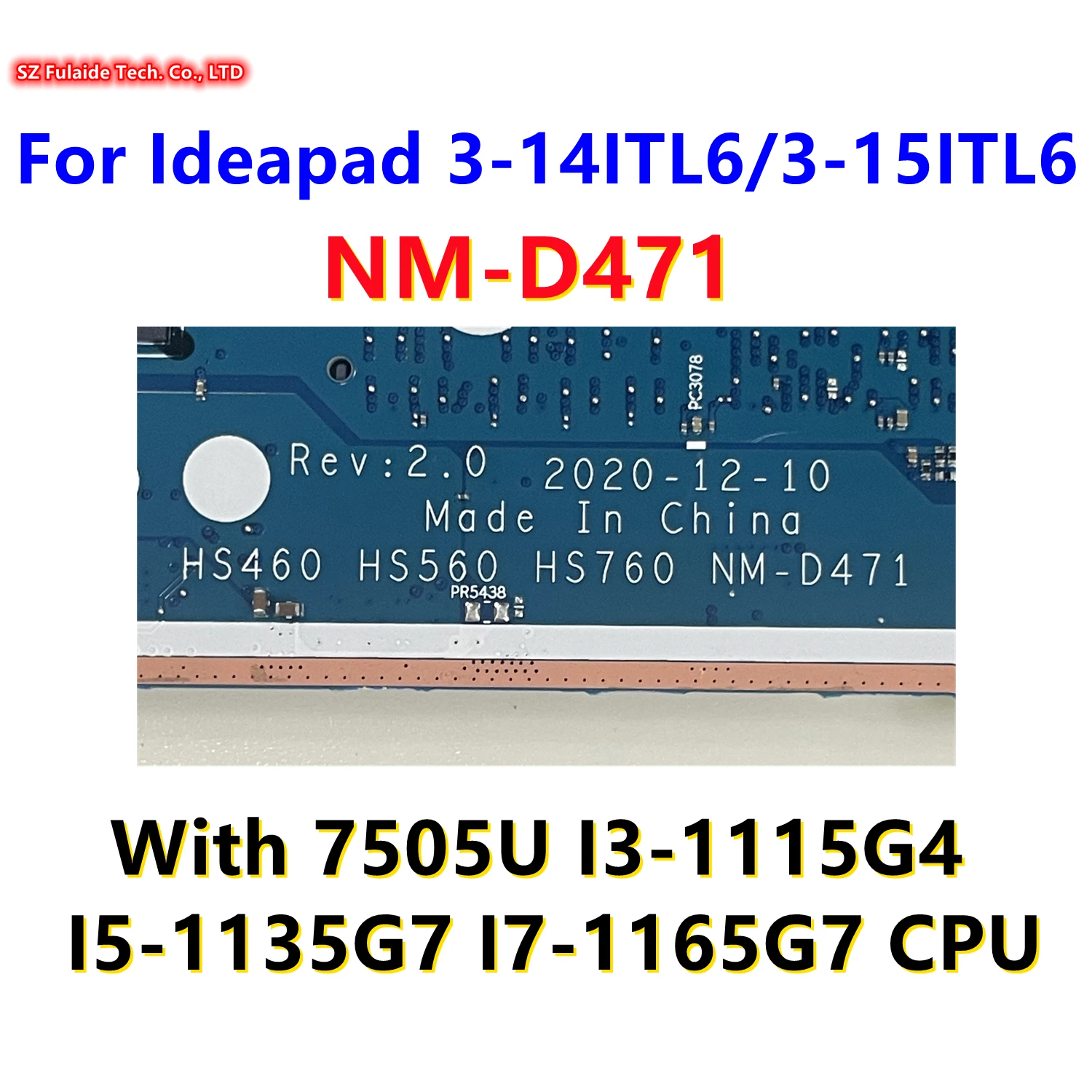 Hs460 hs560 hs760 NM-D471 para lenovo ideapad 3-14itl6 3-15itl6
