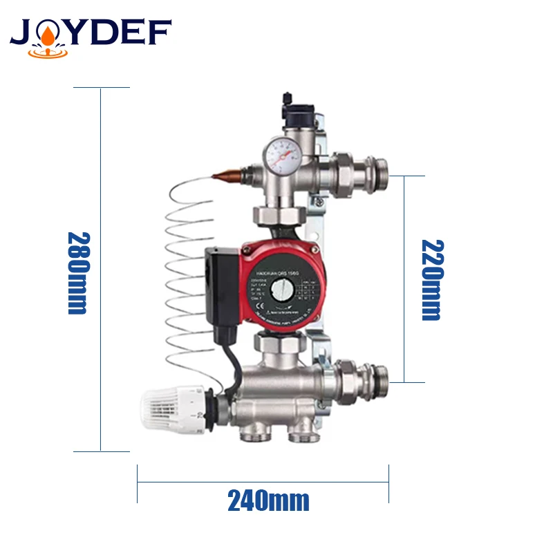 DN25 230V constant temperature pump manifold kit, equipped with flow meter/exhaust valve/reflux ball valve, adapter