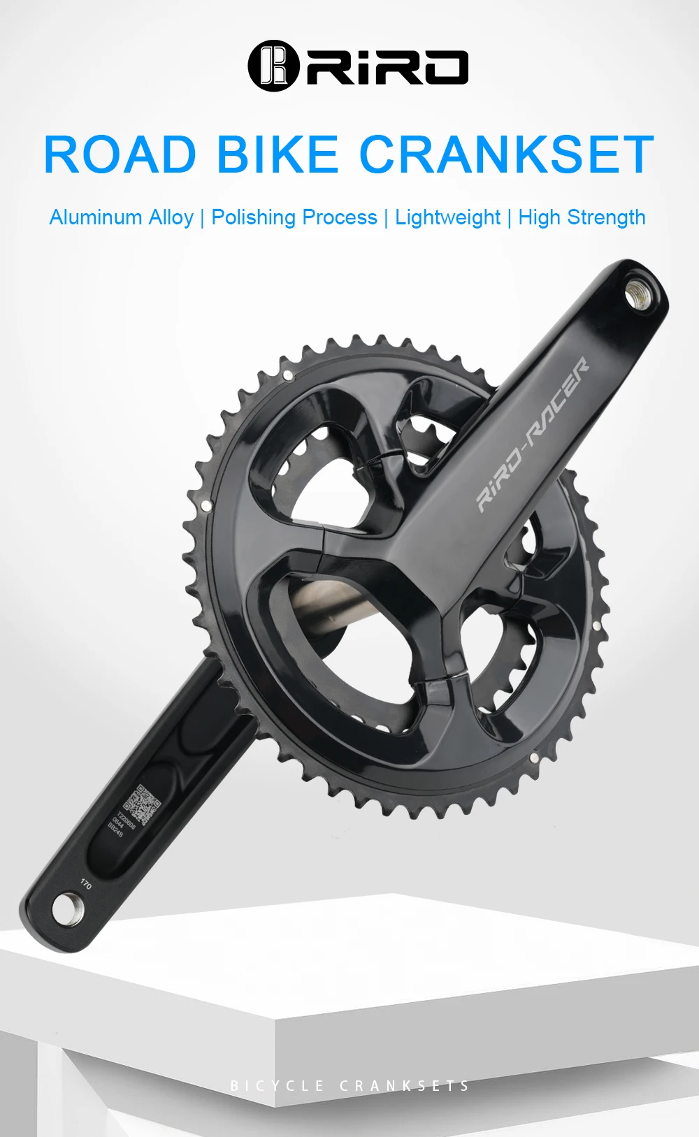 RIRO RACER R8 Rennrad-Kurbelgarnitur, ultraleichtes Kettenblatt, 170 mm, 50–34 Zähne, Kettenblätter, hohle integrierte Faltrad-Kurbelgarnitur – Detail 1