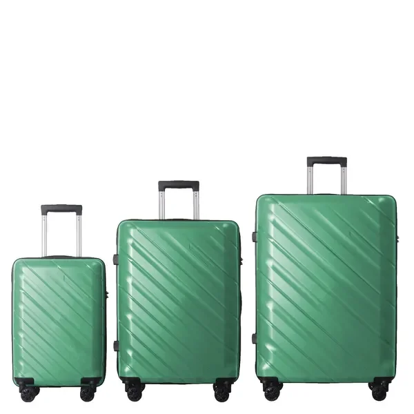 

3-Piece Hardside Luggage Set (20', 24', 28'), Green Spinner Suitcase with Wheels & Scratch-Resistant Surface