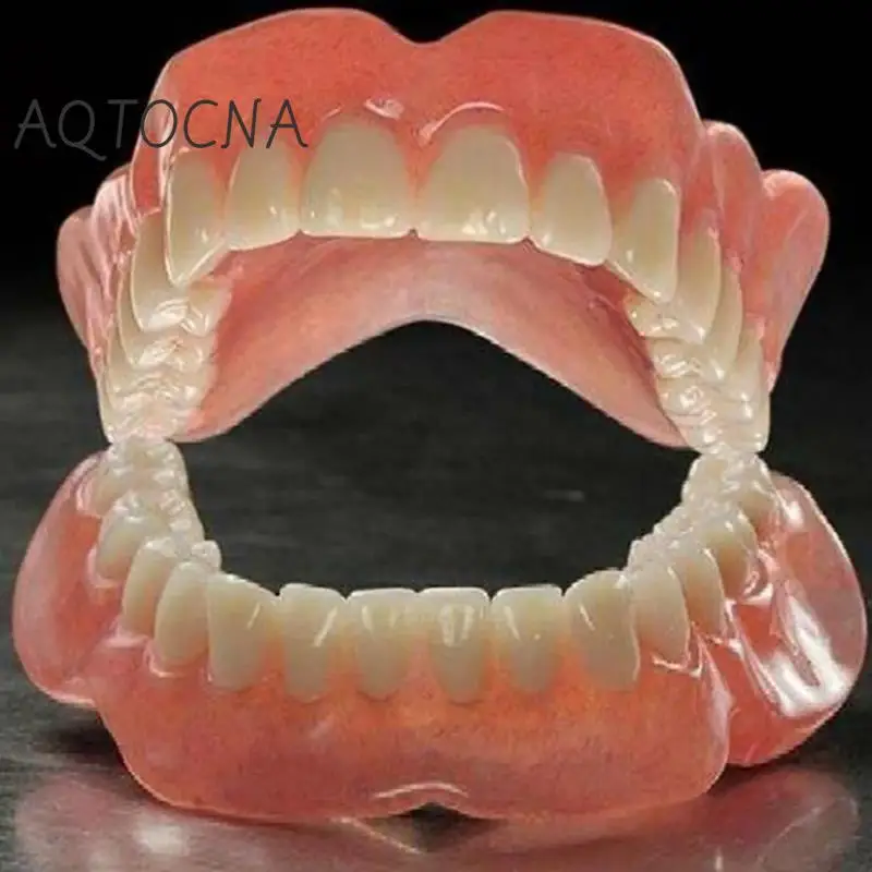 28pcs Resin False Teeth Whitening Dentures Temporary Fake Tooth Upper Lower Removable Dental Veneers