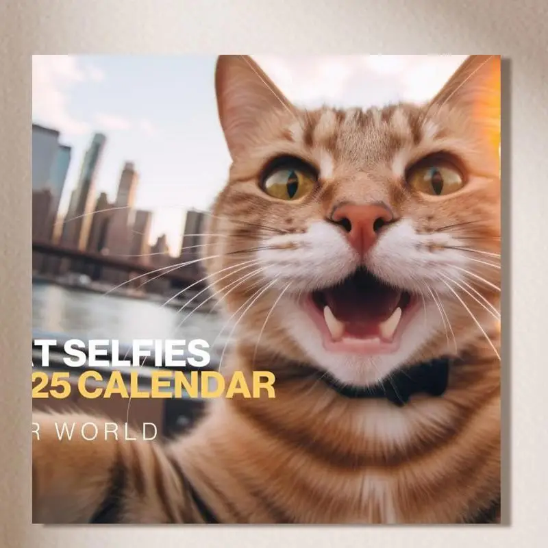 Gato selfie 2025 calendário calendário mensal calendário gato janeiro de 2025-de dezembro de 2025 papel grosso calendário de 12 meses calendário engraçado 2025