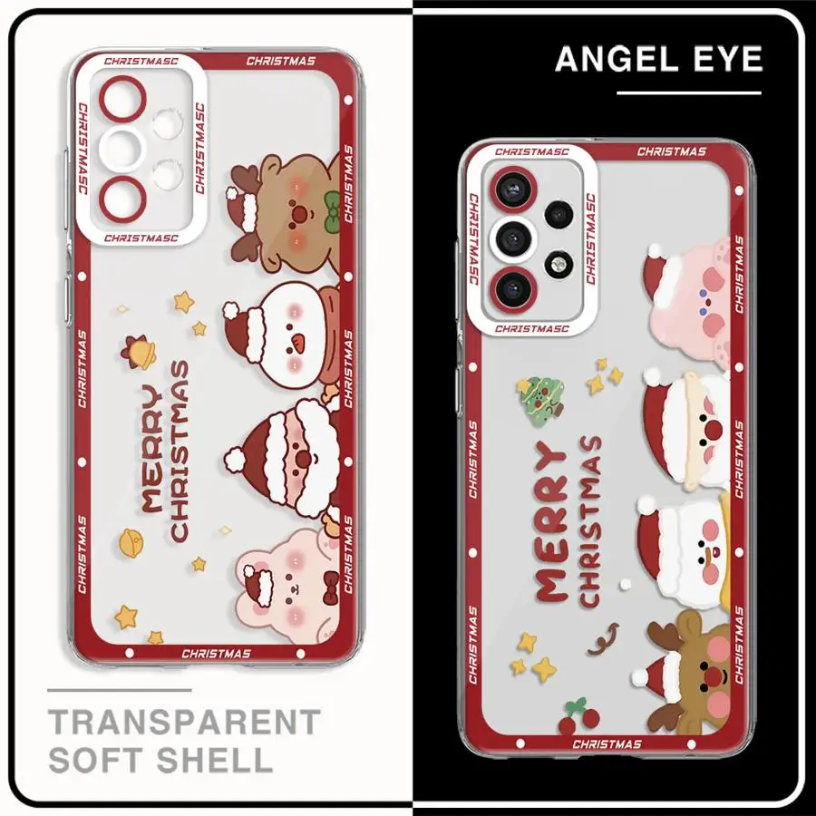 Cute Cartoon Christmas Phone Case for Samsung Galaxy A35 A55A53 A54 A73 A34 A33 A25 A24 A13 A14 A15 5G Clear Soft Shell