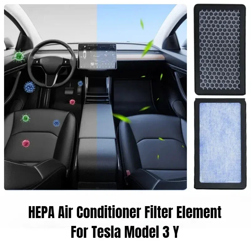 Для Tesla Model Y Juniper 2025 Model 3 HEPA активированный уголь воздушный фильтр кондиционер фильтрующий элемент сменные аксессуары