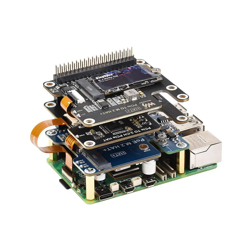 Woli Weixue Raspberry Pi 5 2way PCIe FFC expansion board PCIe Gen2 rate superimposed PCIe HAT module